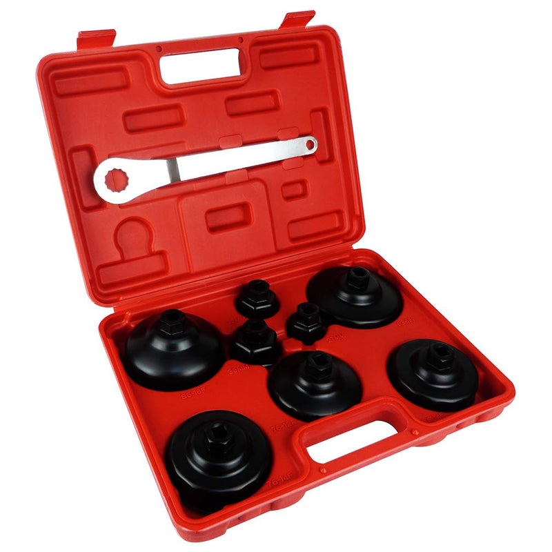 Ibetter طقم أدوات مفتاح غطاء فلتر الزيت 9 قطع يشمل مجموعة sockets 27mm، 32mm، 36mm، 74mm، 75.6mm، 76mm، 86mm، 93mm لسيارات BMW وMercedes وBenz وVW وAudi وVolkswagen وMazda وPorsche والمزيد من حاويات فلتر الزيت الكارتر. - Image 1